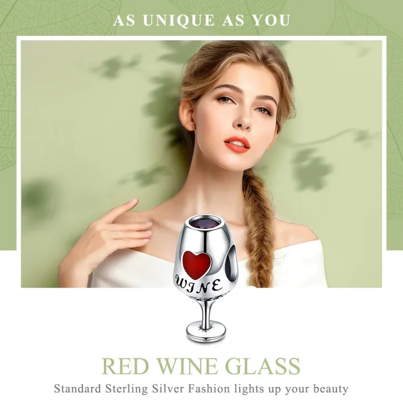 (image for) Pandora Style Silver Charm, Red Wine Glass, Red Enamel - SCC788 - View 6