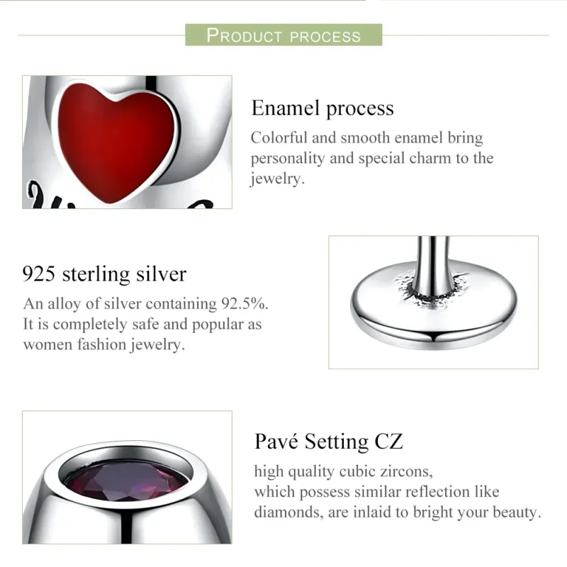 (image for) Pandora Style Silver Charm, Red Wine Glass, Red Enamel - SCC788 - View 7