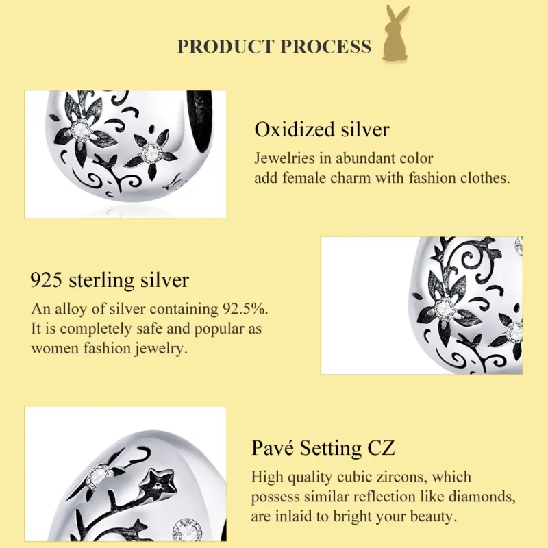(image for) Pandora Style Silver Charm, Retro Easter Egg, Enamel - SCC1466 - View 7