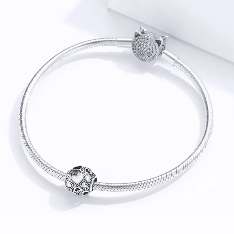 (image for) Pandora Style Silver Charm, Retro Heart - SCC1451 - View 3