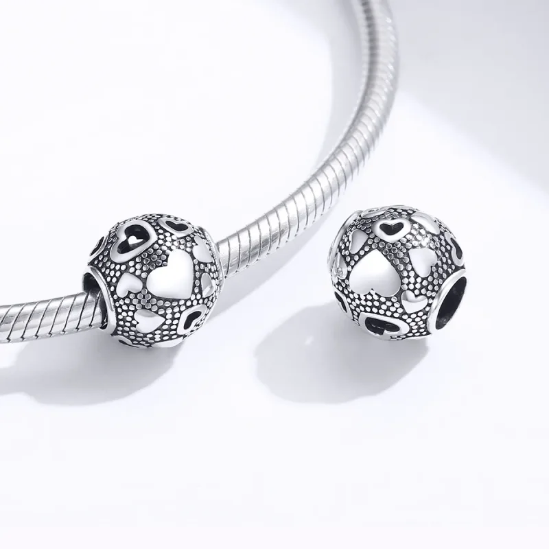 (image for) Pandora Style Silver Charm, Retro Heart - SCC1451 - View 4
