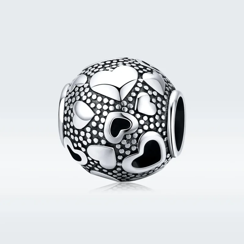 (image for) Pandora Style Silver Charm, Retro Heart - SCC1451 - View 5
