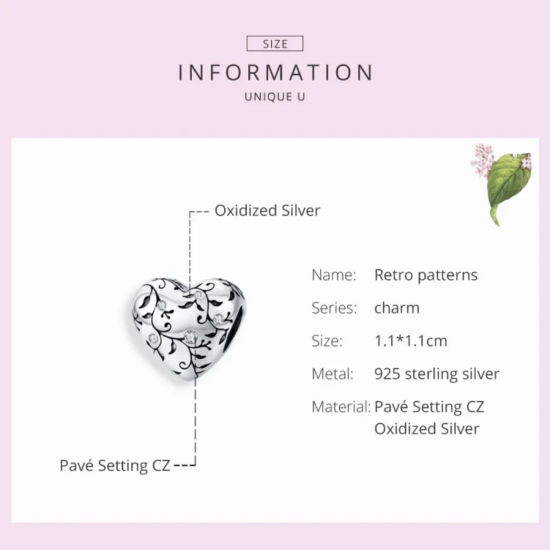 (image for) Pandora Style Silver Charm, Retro Patterns - SCC1323 - View 7