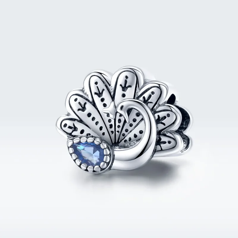 (image for) Pandora Style Silver Charm, Retro Peacock - SCC1558 - View 5