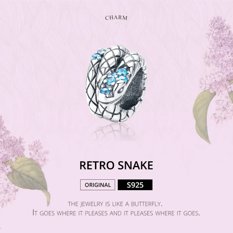 (image for) Pandora Style Silver Charm, Retro Snake - SCC1351 - View 5