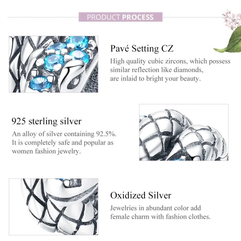 (image for) Pandora Style Silver Charm, Retro Snake - SCC1351 - View 7