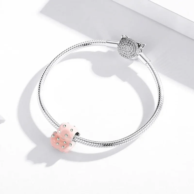 (image for) Pandora Style Silver Charm, Rivet Sofa, Pink Enamel - SCC1854 - View 3