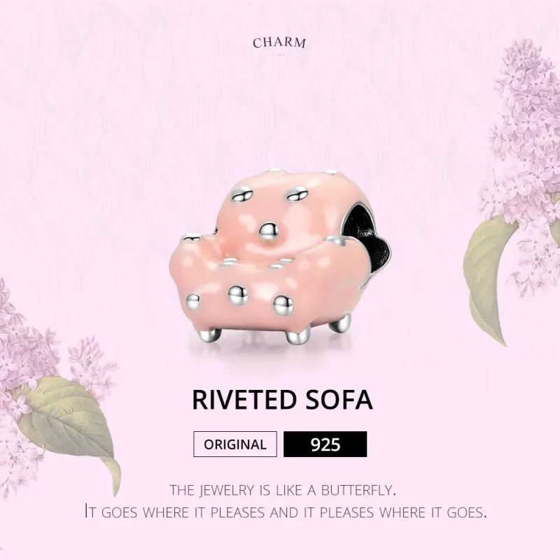 (image for) Pandora Style Silver Charm, Rivet Sofa, Pink Enamel - SCC1854 - View 7