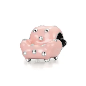 (image for) Pandora Style Silver Charm, Rivet Sofa, Pink Enamel - SCC1854