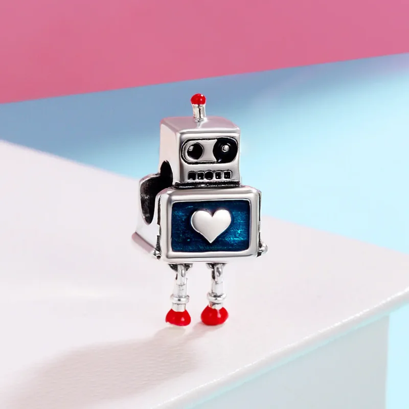 (image for) Pandora Style Silver Charm, Robot, Multicolor Enamel - SCC346 - View 3