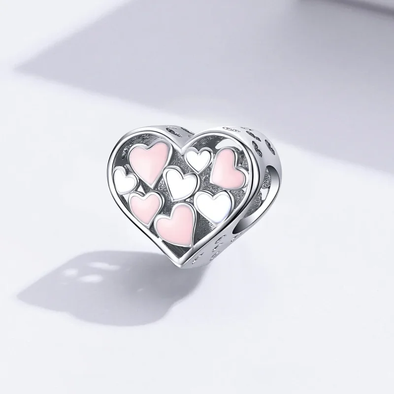 (image for) Pandora Style Silver Charm, Romance Heart, Pink Enamel - SCC1423 - View 2