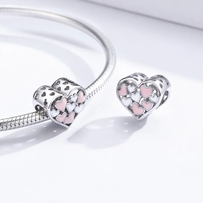 (image for) Pandora Style Silver Charm, Romance Heart, Pink Enamel - SCC1423 - View 4