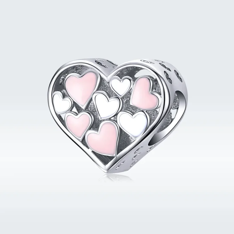 (image for) Pandora Style Silver Charm, Romance Heart, Pink Enamel - SCC1423 - View 5