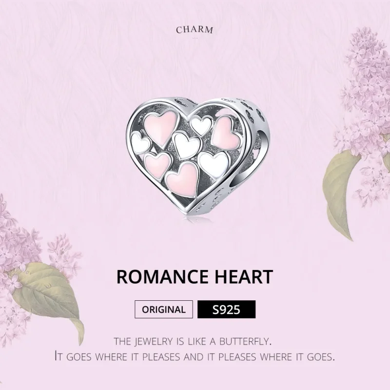 (image for) Pandora Style Silver Charm, Romance Heart, Pink Enamel - SCC1423 - View 6