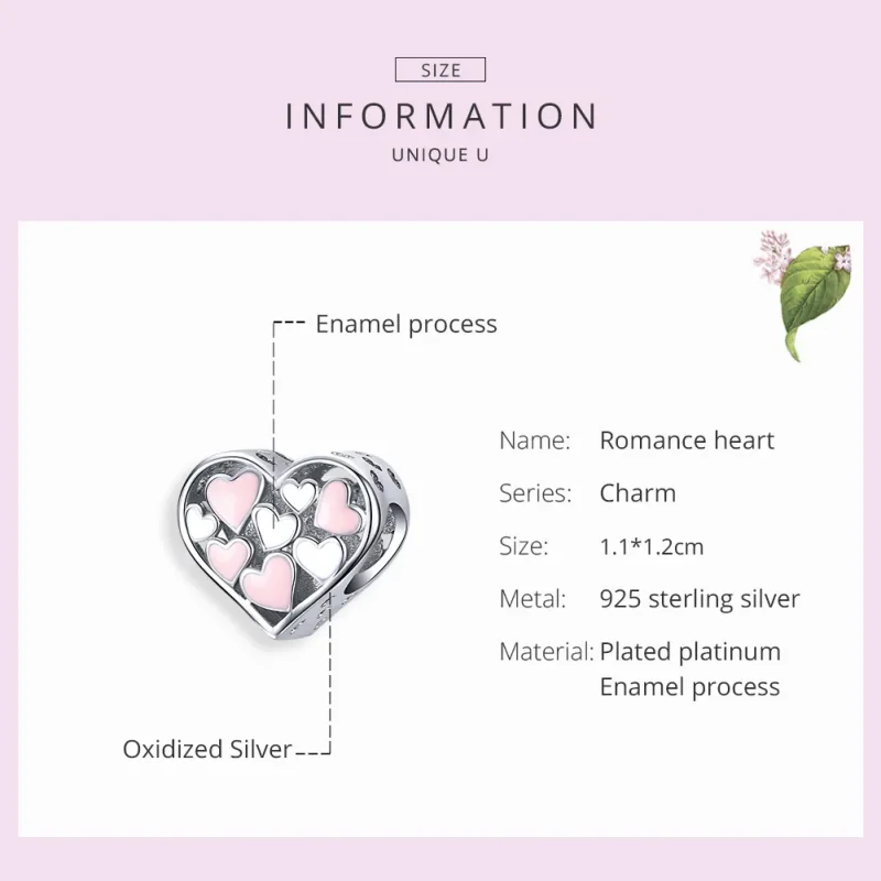 (image for) Pandora Style Silver Charm, Romance Heart, Pink Enamel - SCC1423 - View 7