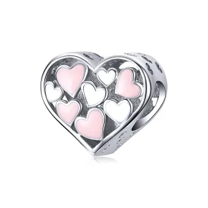 (image for) Pandora Style Silver Charm, Romance Heart, Pink Enamel - SCC1423