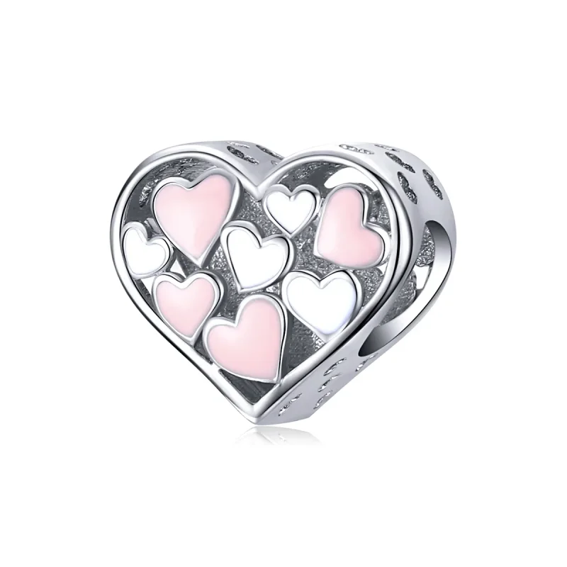 (image for) Pandora Style Silver Charm, Romance Heart, Pink Enamel - SCC1423 - Product Image