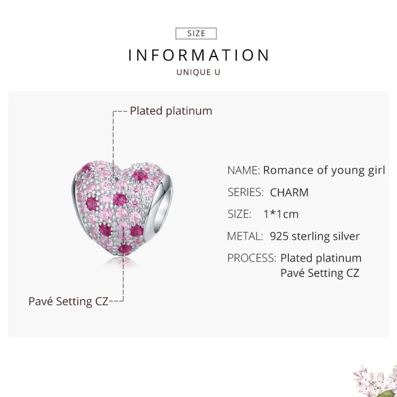 (image for) Pandora Style Silver Charm, Romance of Young Girl - BSC118 - View 7