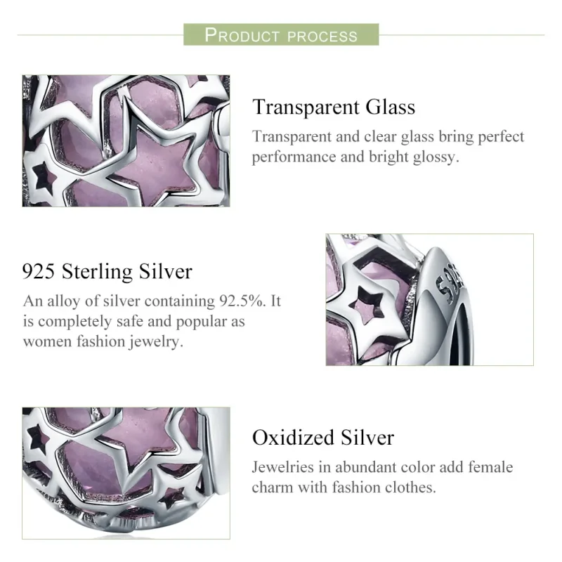 (image for) Pandora Style Silver Charm, Romantic Stars - SCC510 - View 6