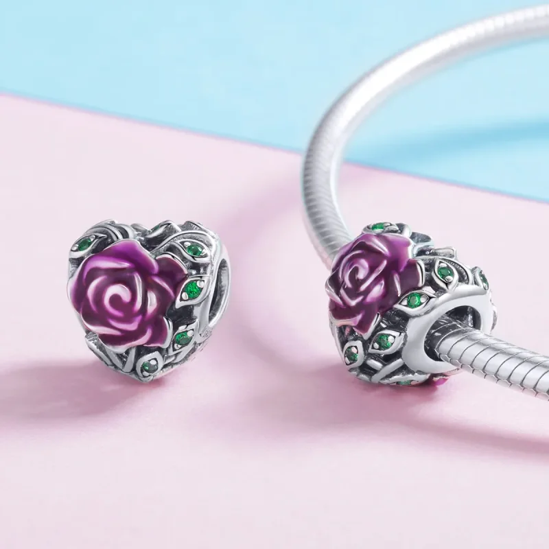 (image for) Pandora Style Silver Charm, Rose Heart, Multicolor Enamel - SCC927 - View 4