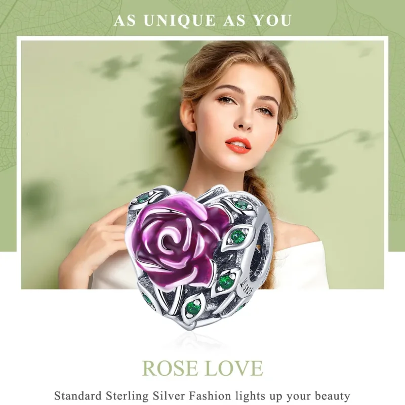 (image for) Pandora Style Silver Charm, Rose Heart, Multicolor Enamel - SCC927 - View 6