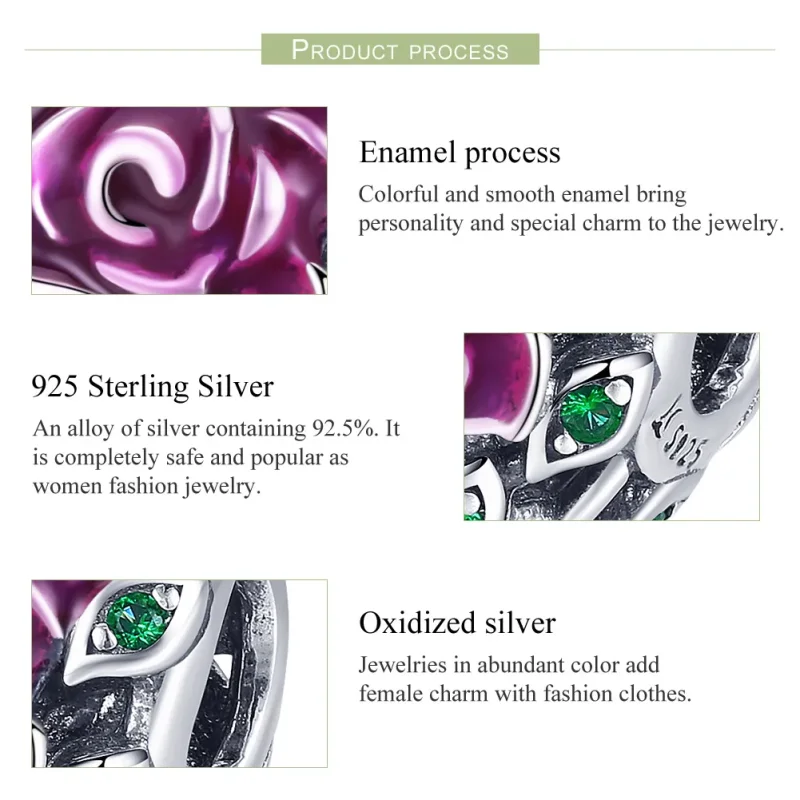 (image for) Pandora Style Silver Charm, Rose Heart, Multicolor Enamel - SCC927 - View 7