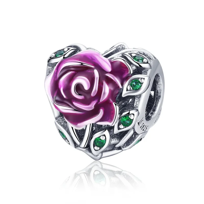 (image for) Pandora Style Silver Charm, Rose Heart, Multicolor Enamel - SCC927 - Product Image