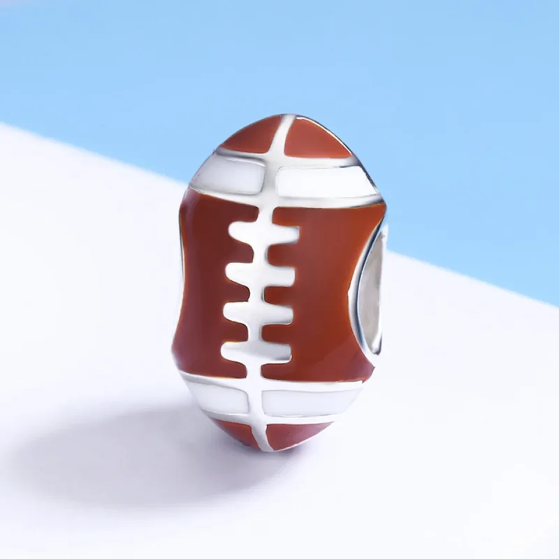 (image for) Pandora Style Silver Charm, Rugby Ball, Red Enamel - SCC442 - View 3