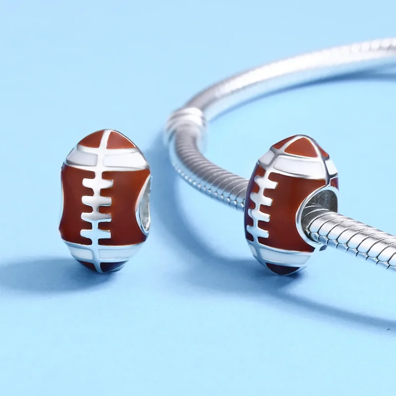 (image for) Pandora Style Silver Charm, Rugby Ball, Red Enamel - SCC442 - View 5