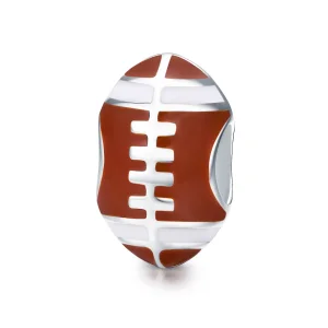 (image for) Pandora Style Silver Charm, Rugby Ball, Red Enamel - SCC442