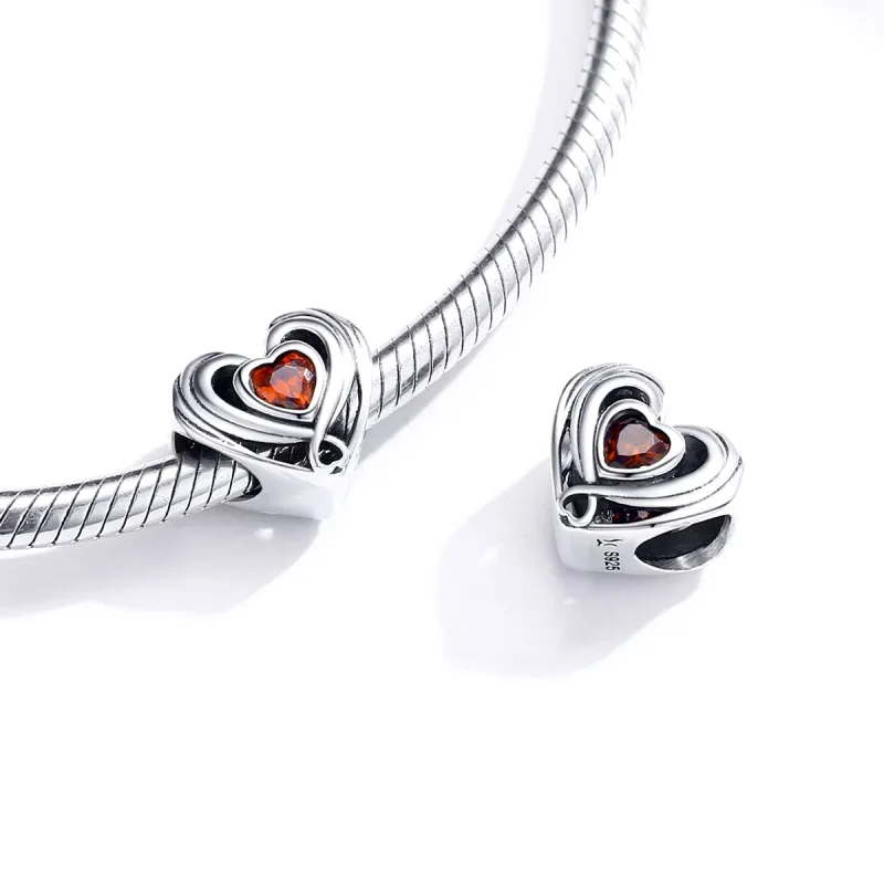 (image for) Pandora Style Silver Charm, Rugby Heart In Heart - SCC1472 - View 4