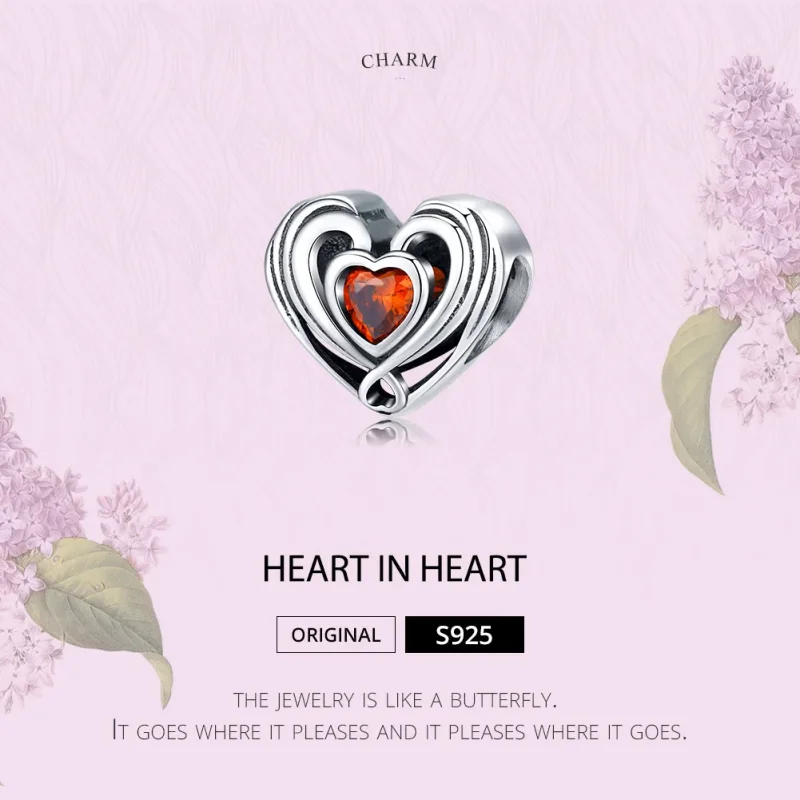 (image for) Pandora Style Silver Charm, Rugby Heart In Heart - SCC1472 - View 6