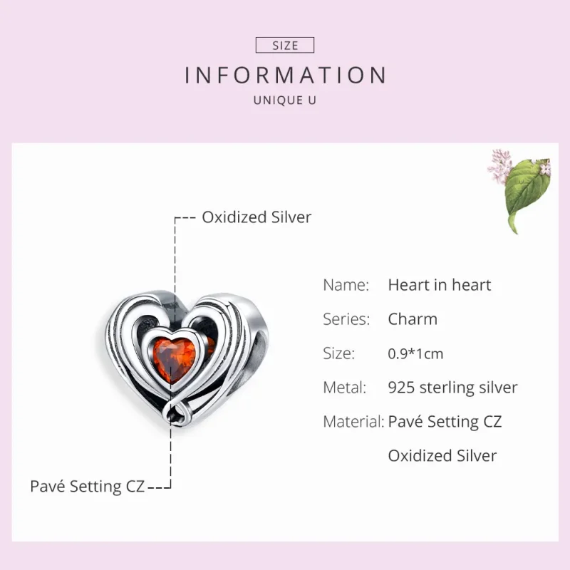 (image for) Pandora Style Silver Charm, Rugby Heart In Heart - SCC1472 - View 7
