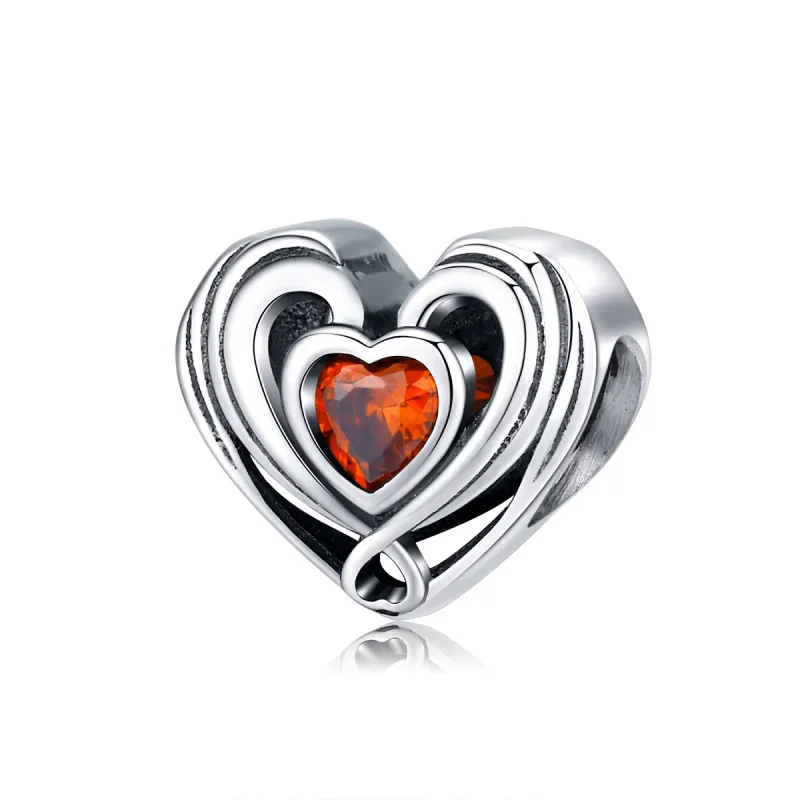 (image for) Pandora Style Silver Charm, Rugby Heart In Heart - SCC1472 - Product Image
