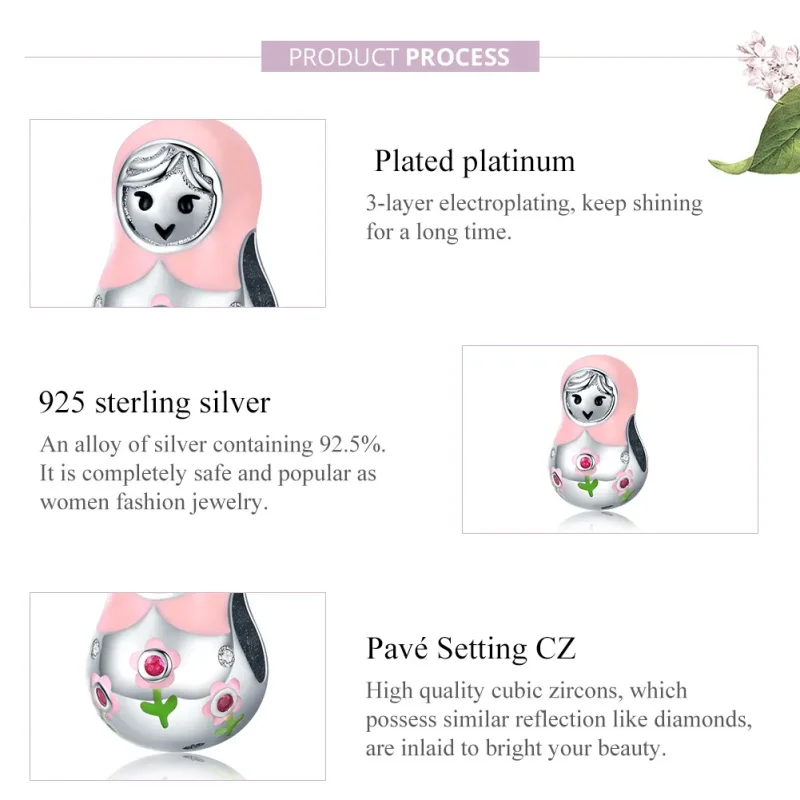 (image for) Pandora Style Silver Charm, Russian Dolls, Multicolor Enamel - SCC1435 - View 8