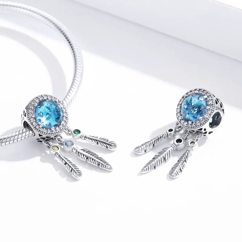 (image for) Pandora Style Silver Charm, Sapphire Dream Catcher - SCC1384 - View 2