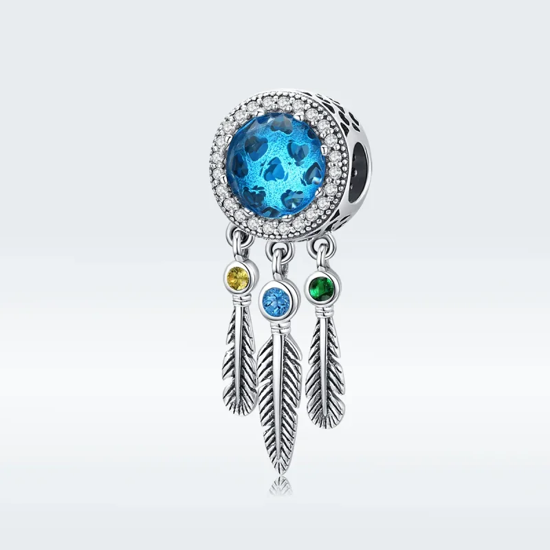 (image for) Pandora Style Silver Charm, Sapphire Dream Catcher - SCC1384 - View 5