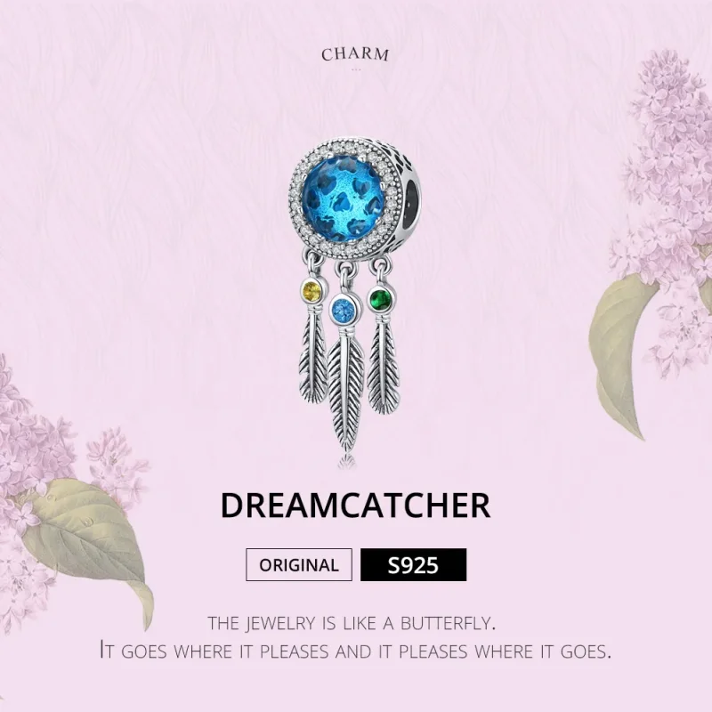 (image for) Pandora Style Silver Charm, Sapphire Dream Catcher - SCC1384 - View 6