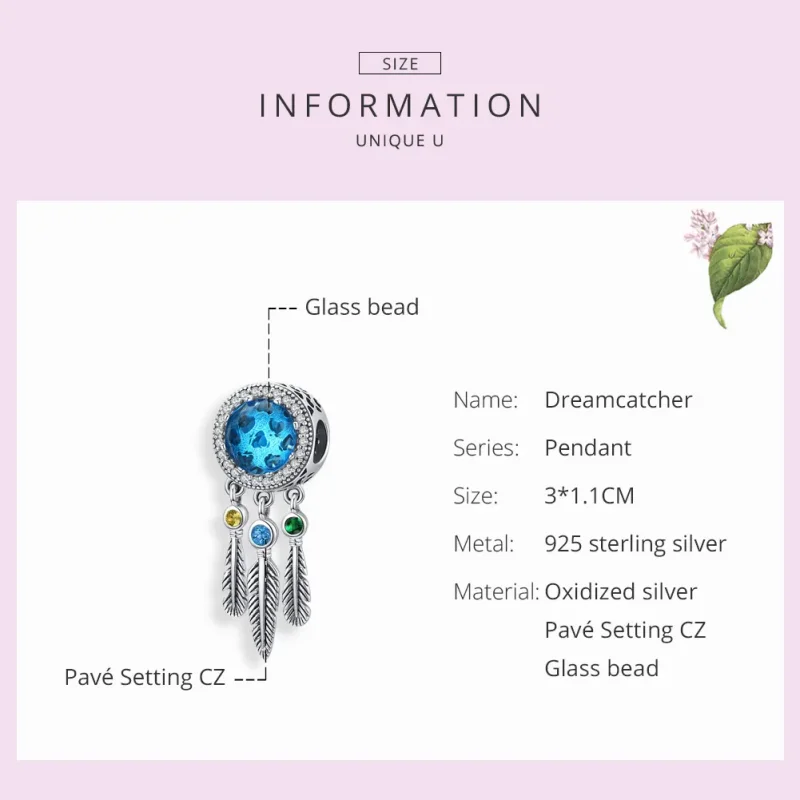 (image for) Pandora Style Silver Charm, Sapphire Dream Catcher - SCC1384 - View 7