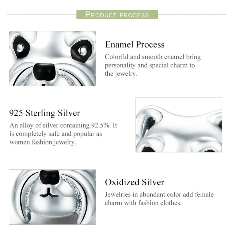 (image for) Pandora Style Silver Charm, Schnauzer, Black Enamel - SCC835 - View 7