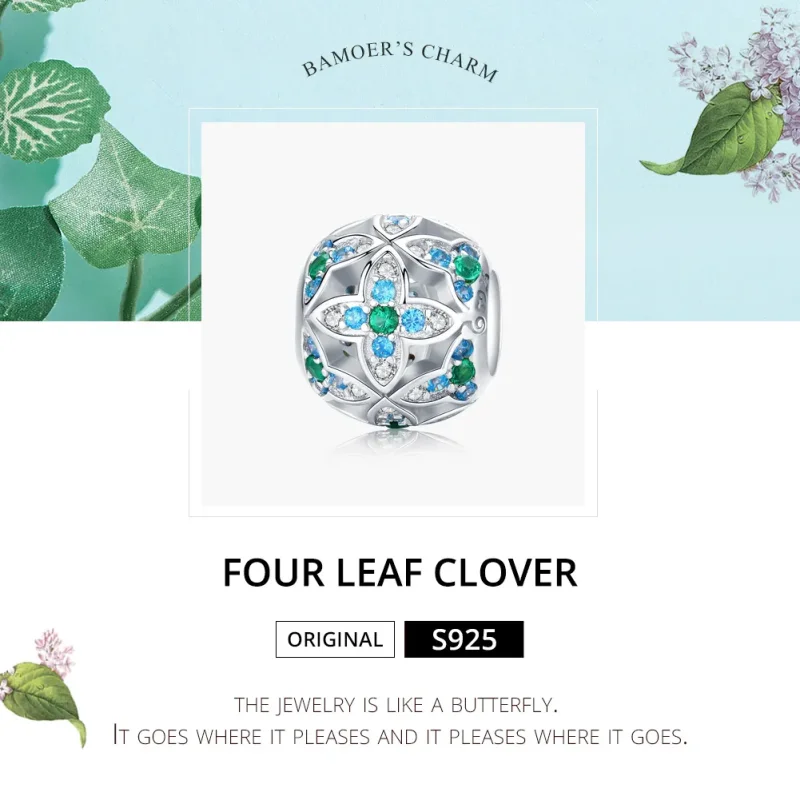 (image for) Pandora Style Silver Charm, Shamrock - BSC115 - View 5