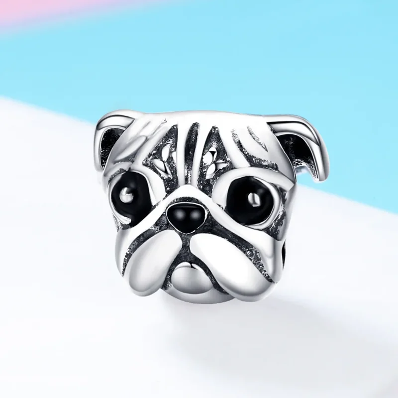 (image for) Pandora Style Silver Charm, Shar-Pei Dog, Black Enamel - SCC834 - View 2