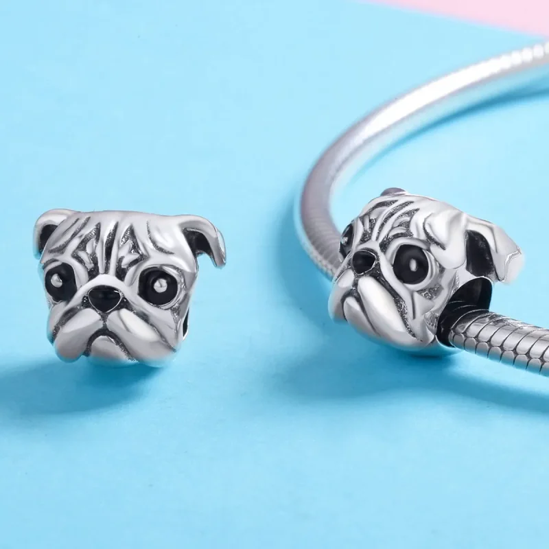 (image for) Pandora Style Silver Charm, Shar-Pei Dog, Black Enamel - SCC834 - View 3