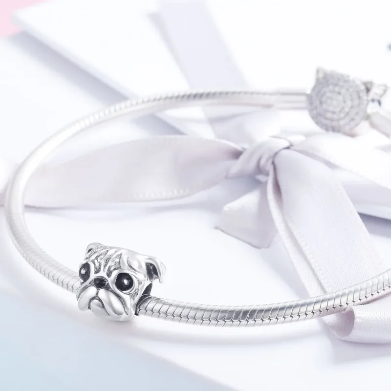 (image for) Pandora Style Silver Charm, Shar-Pei Dog, Black Enamel - SCC834 - View 4