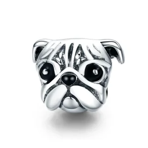 (image for) Pandora Style Silver Charm, Shar-Pei Dog, Black Enamel - SCC834