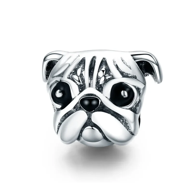 (image for) Pandora Style Silver Charm, Shar-Pei Dog, Black Enamel - SCC834 - Product Image