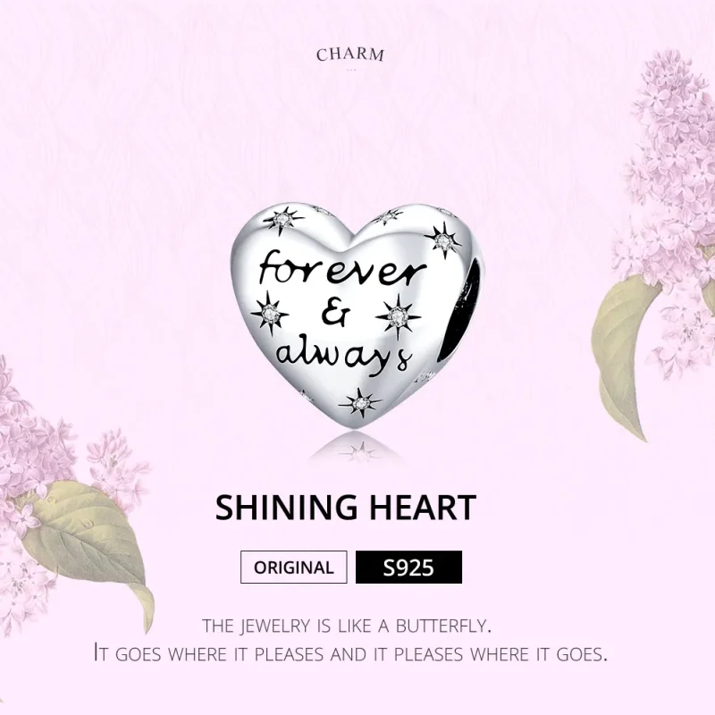 (image for) Pandora Style Silver Charm, Shining Heart - SCC1735 - View 6