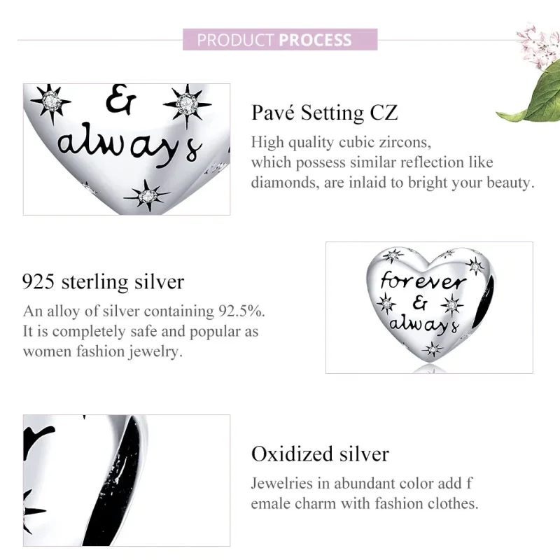 (image for) Pandora Style Silver Charm, Shining Heart - SCC1735 - View 8