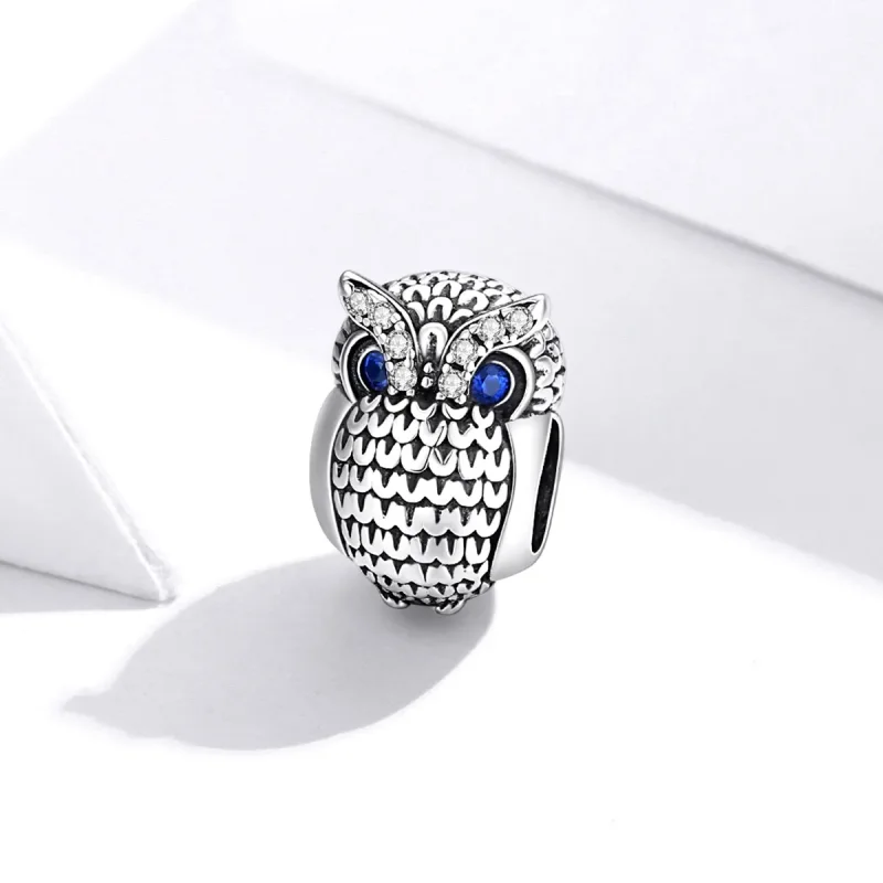 (image for) Pandora Style Silver Charm, Shining Owl - SCC1607 - View 2