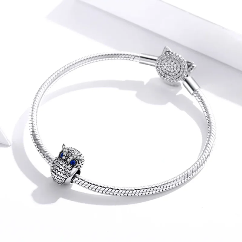 (image for) Pandora Style Silver Charm, Shining Owl - SCC1607 - View 3